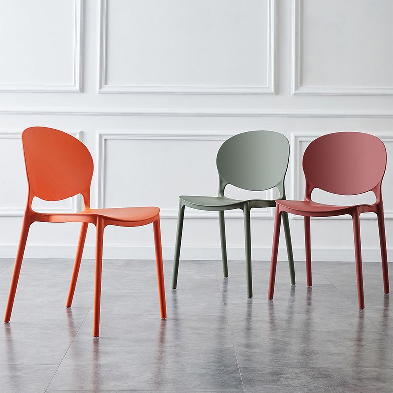 Plastic Contemporary Dining Room Chairs Matte Finish Open Back Dining Side Chairs