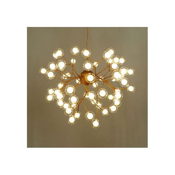 Branching Chandelier Light with Clear Glass Ball Shade Modern Style 9/27 Bulbs Black/White Ceiling Light Fixture