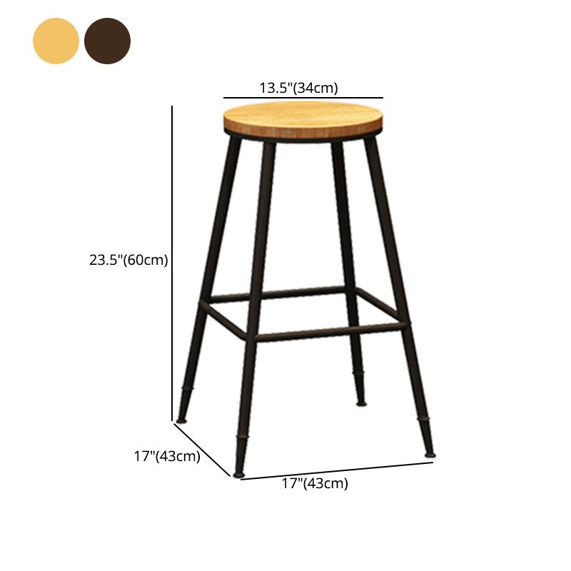 Taburete de bar interior de madera maciza de metal contemporáneo con reposapiés