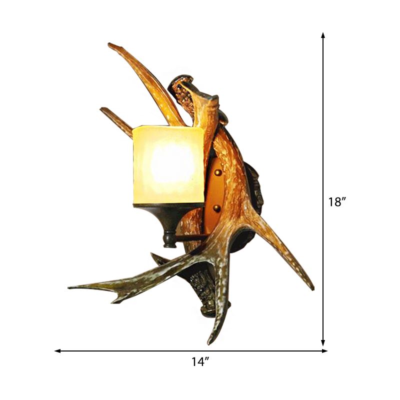 1 Light Marble Wall Lamp Modern Style Bronze Cylinder Dining Room Sconce Light Fixture with Elk