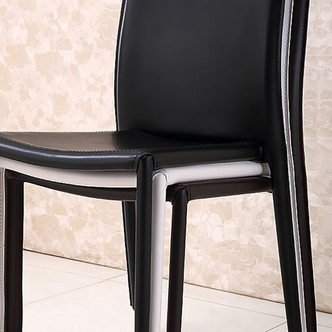 Sillas de comedor apilables de estilo minimalista, sillas de cuero con respaldo sólido para el hogar (juego de 2)