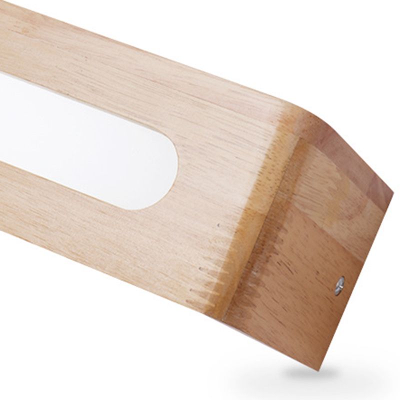 Square Shape Wood Wall Sconce Modern Style 1-Light Mirror Wall Light Fixtures in Brown