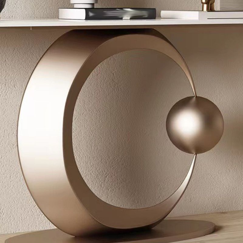 Rectangle Shape Contemporary Console Table Stone Sofa Table in Gold/Black