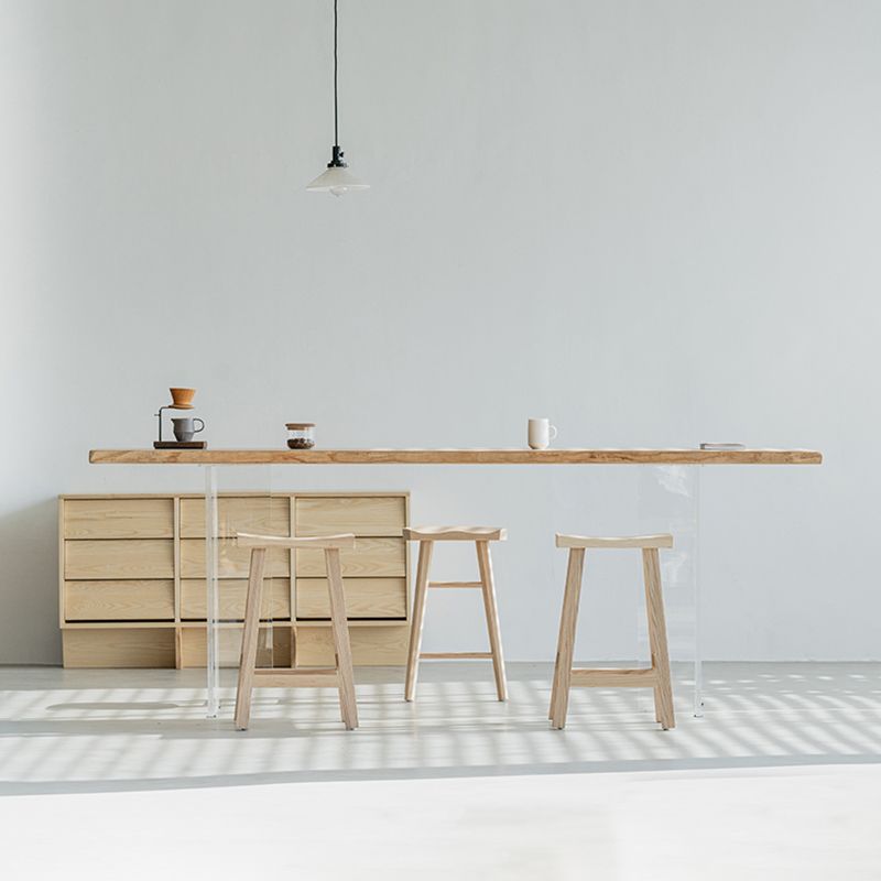 Rectangle Ash Solid Wood Bar Dining Table Double Pedestal Bar Table for Living Room