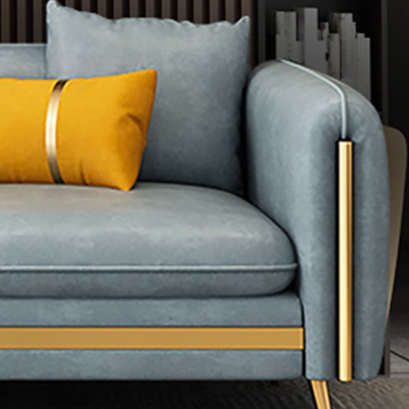 Modern Standard Faux Leather Sofa 3 Seater Square Arm Sofa for Living Room