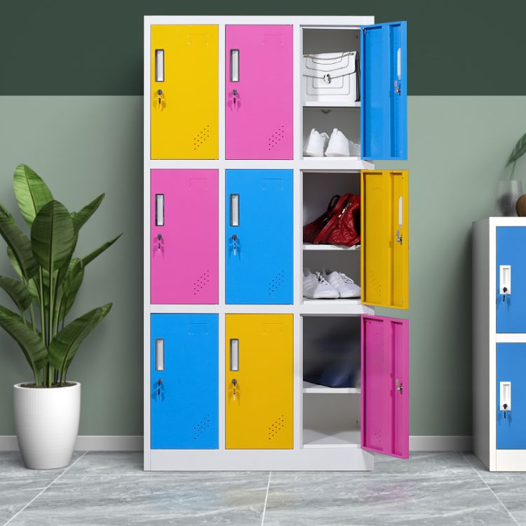 Metallic Finish Cabinet with Hinged Door Contemporary Storage Cabinet for Bathroom