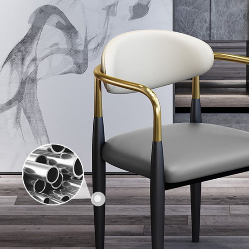 Modern Upholstered Dining Arm Chair Open Back Dining Side Chair