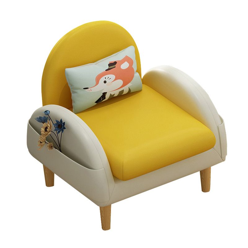 Faux Leather Arm Chair Pillow Back Accent Chair,  23.62" W √ó  25.59" L √ó 25.59" H