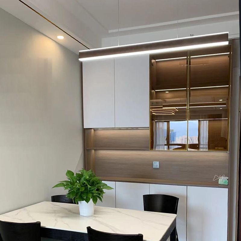 Rechteck Island Leuchte Einfache LED -Restaurant Hängende Lampe mit Acrylschatten