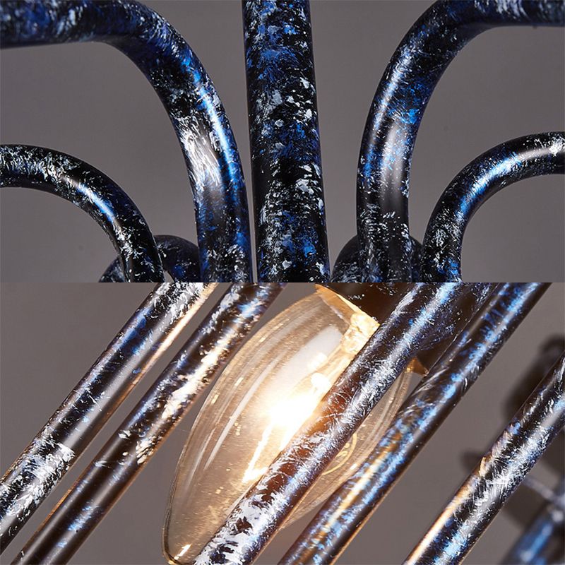 6 Lights Metal Chandelier Lamp Farmhouse Antique Black Sputnik Bedroom Down Lighting Pendant