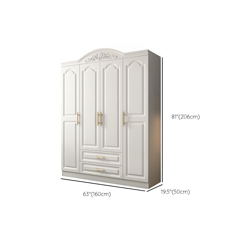 Engineered Wood Wardrobe Cabinet with Drawer White Wardrobe Closet