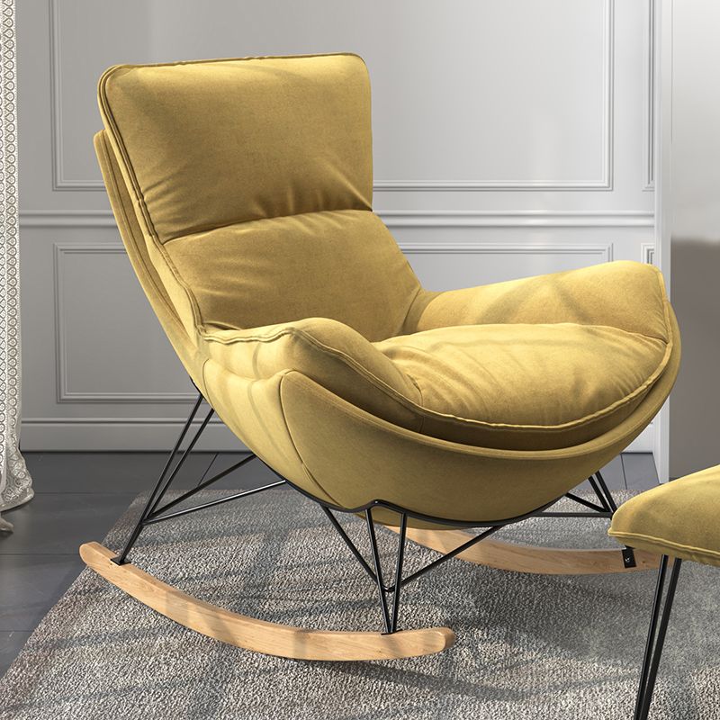 Contemporary Upholstered Rocker Chair Metal Frame Spindle Rocker Chair for Living Room