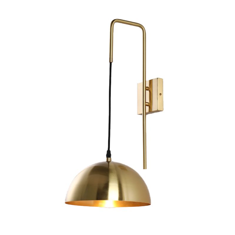Modernist Dome Sconce Light Fixture Metal 1 Bulb Bedroom Wall Mount Lighting in Brass