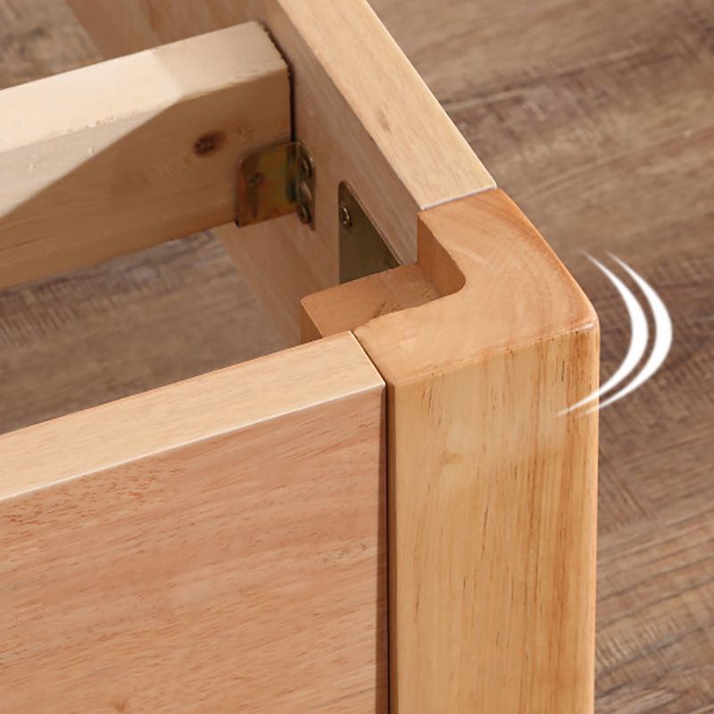 Solid Wood Standard Bed Contemporary Rubberwood Platform Bed with Legs