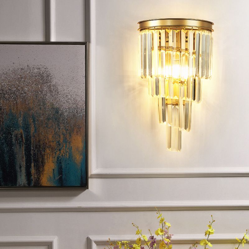 Postmodern Style Crystal Wall Light Layered Wall Sconce for Living Room