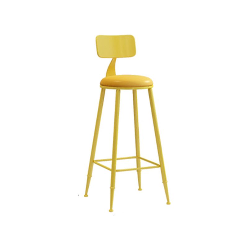 Contemporary Style Low Back Bar-stool Round Counter Bar Stool with Metal Legs