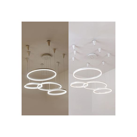 Circular Acrylic Chandelier Pendant Simple LED Single Light White Ceiling Hung Fixture in Warm/White/Natural Light