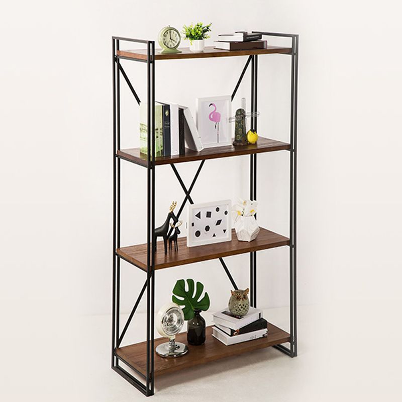 Wooden Open Back Bookshelf Etagere Industrial Bookcase with Shelves