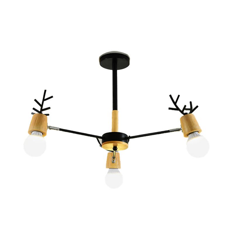 Sputnik Metal Chandelier Lighting Modern 3/6/8 Lights White/Black Ceiling Hang Fixture with Bare Bulb for Bedroom