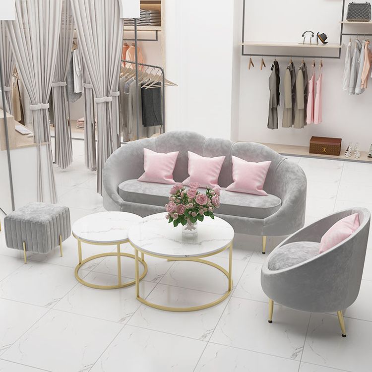 Contemporary Velvet Sofa with Sloped Arm and Tight Back for Apartment