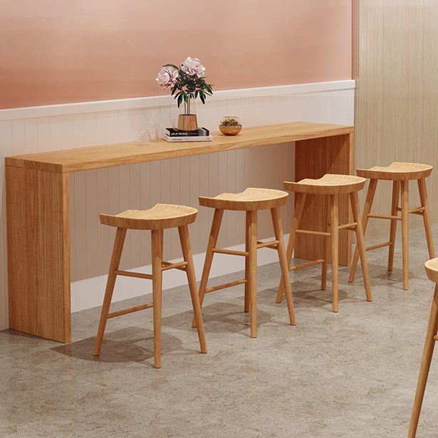 Contemporary Style 1/2/5/9 Pieces Bar Table Set Rectangle Wood Bar Table with Wood Stools