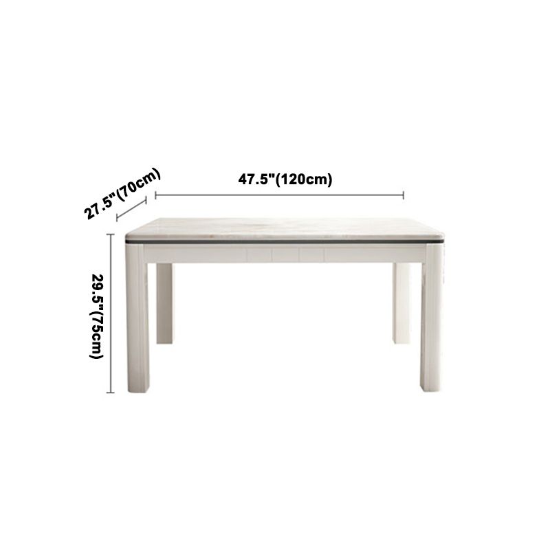 Mesa de comedor de mármol de estilo mediados de siglo, mesa rectangular con base de madera de 4 patas para el hogar
