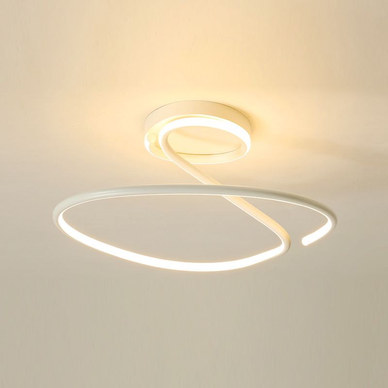 Minimalist Circular Ceiling Flush Mount Aluminum LED Bedroom Semi Flush Light