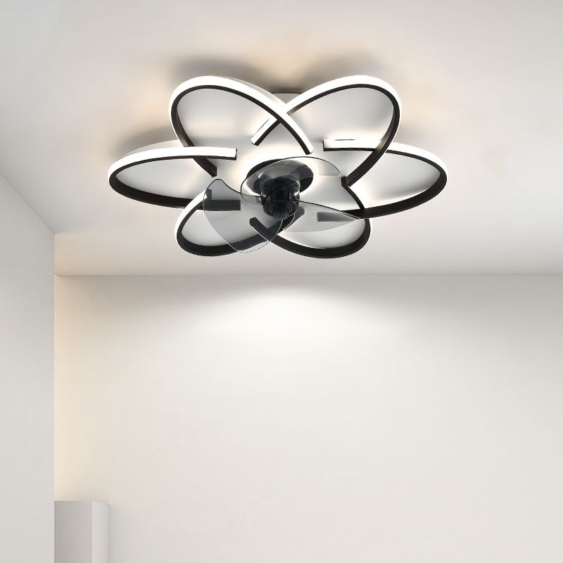 Geometric Shape Metal Ceiling Fans Modern Style Multi-Lights Ceiling Fan Lamp Fixture