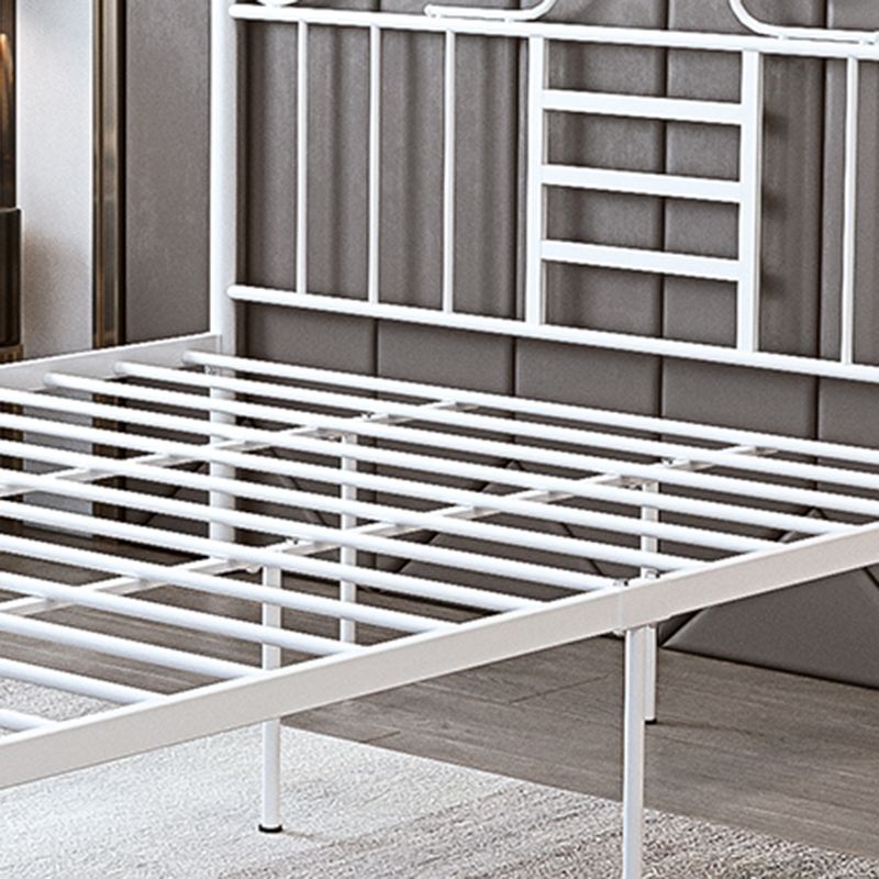 Open Frame Metal Panel Bed Black/White Standard Bed with Headboard