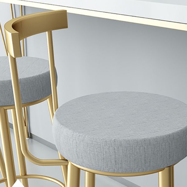 Glam Style Counter Stool Upholstered Living Room Bar Stool with  Metal Legs