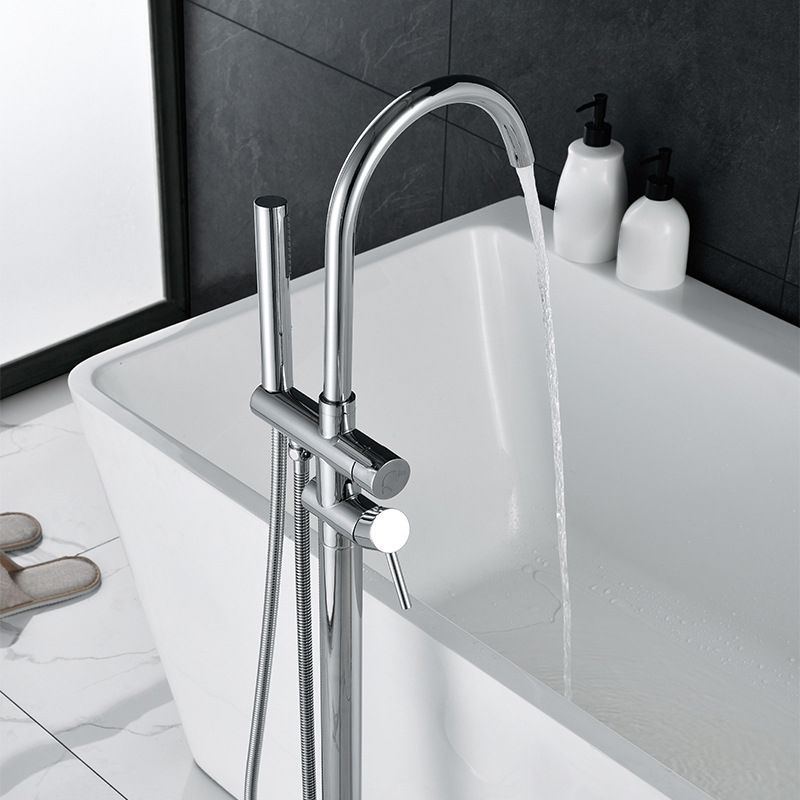 Floor Mounted Metal Freestanding Tub Filler Single Handle Freestanding Faucet