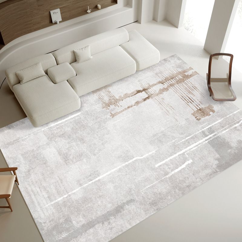 Light Gray Modern Rug Blended Graphic Rug Non-Slip Backing Rug for Home Decor
