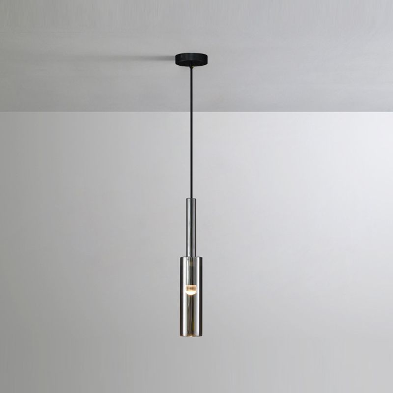 Cylinder Shade Hanging Light Modern Style Crystal Pendant Lights for Living Room