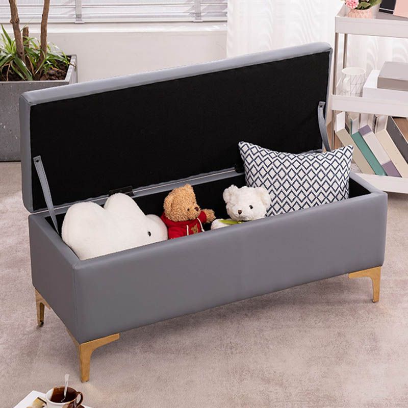 Glam Rectangle Storage Seating Bench Cushioned Backless Bedroom Bench