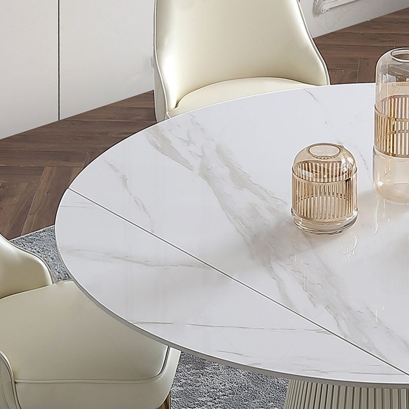 1/4/5/7 Pieces Extendable Round Dining Set Modern Sintered Stone Top Dining Table Set