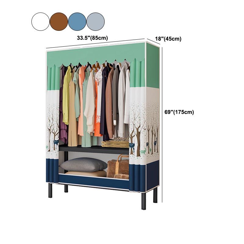 Contemporary Style Wardrobe Armoire Steel Wardrobe Closet with Legs