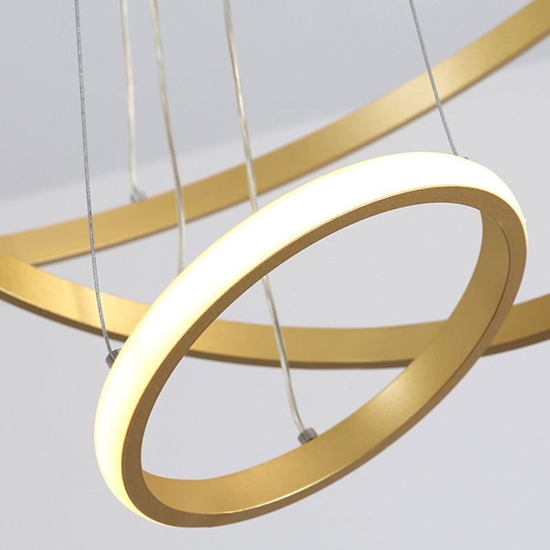 Gold Rings Suspension Pendant Light Modern Style LED Metal Chandelier Pendant Light