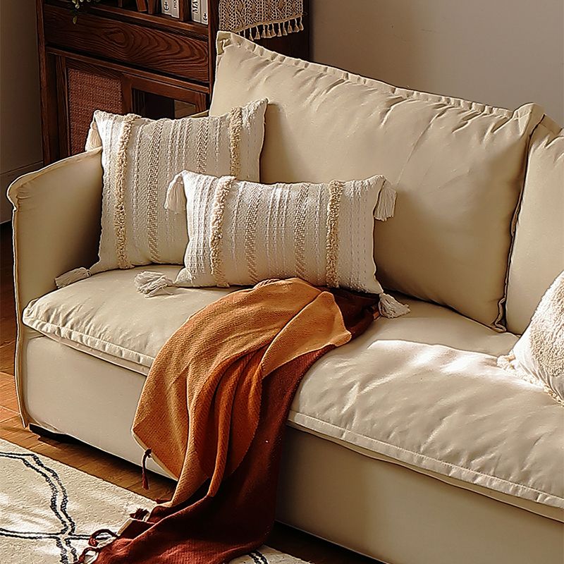 Loose Back Linen Square Arm Sofa with Slipcovered for Apartment and Living Room