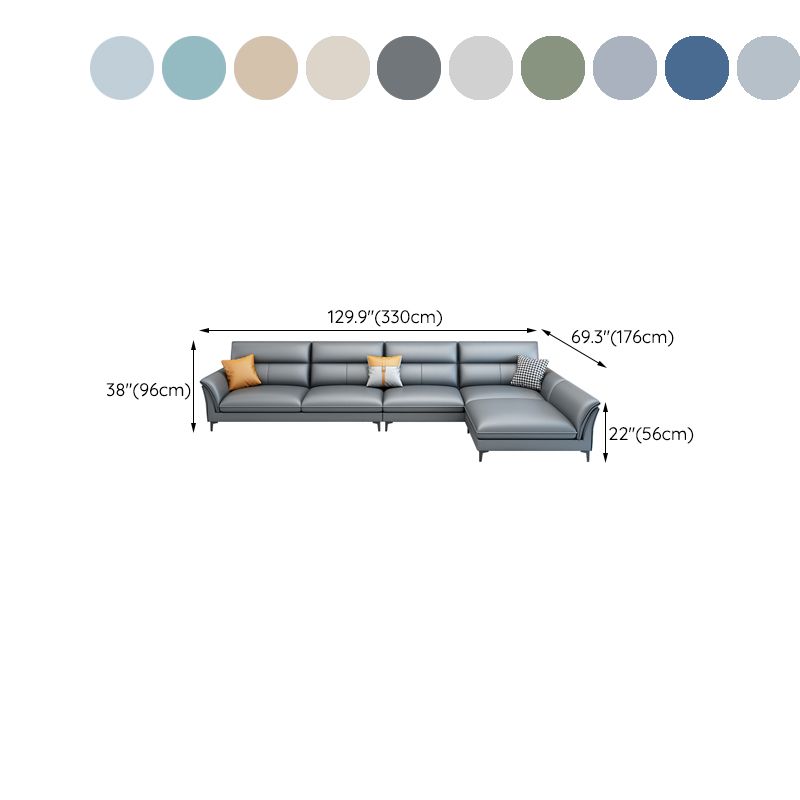 Contemporary Sectional Faux Leather Sofa Sectional with Flared Arm