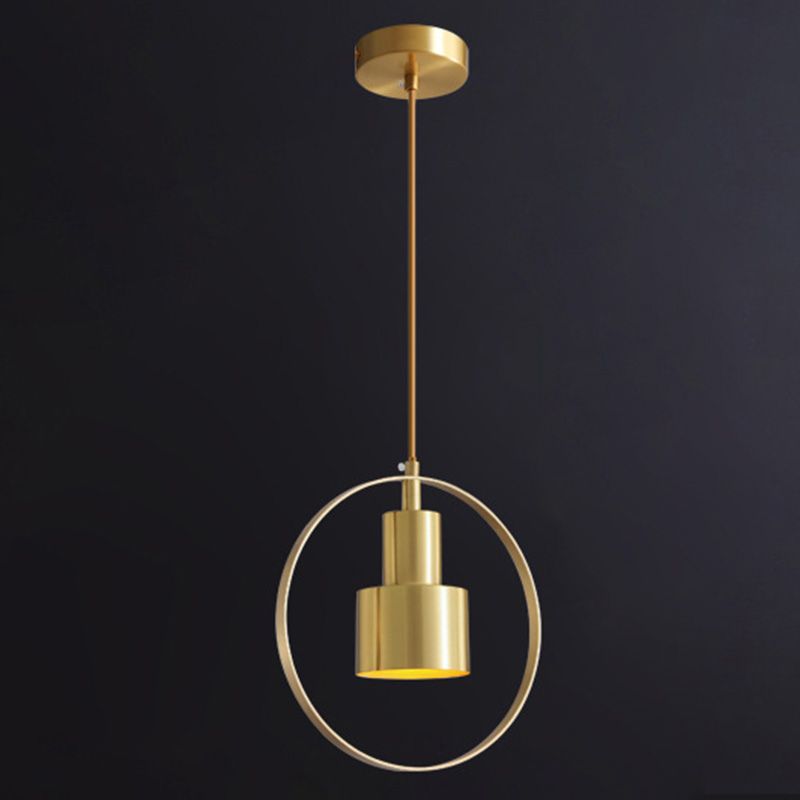 Lumière suspendue cylindrique postmoderne 1 Bulbes Pendant en métal en or pour le restaurant