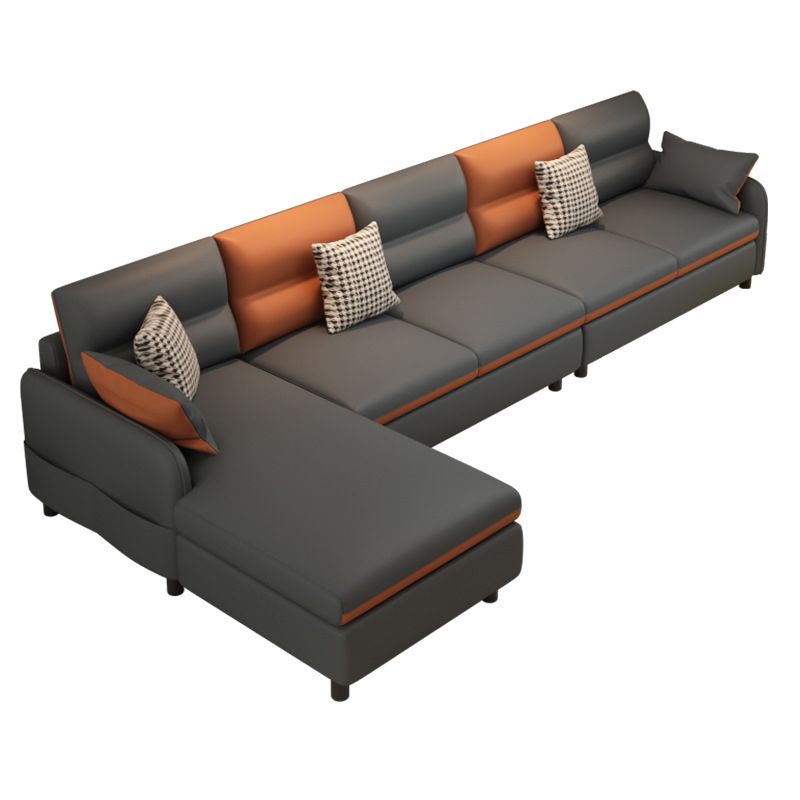 Stain-Resistant Sectionl with Storage Faux Leather 102"  Sectional