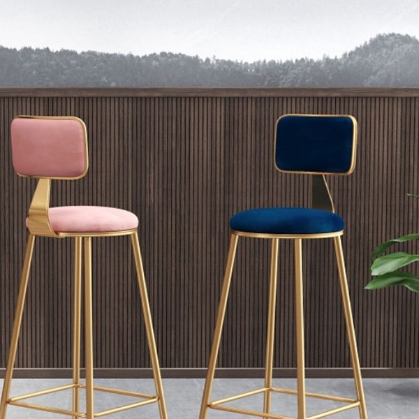 Glam Round Counter Stool Footrest Upholstered Low Back Indoor  Dining Stool