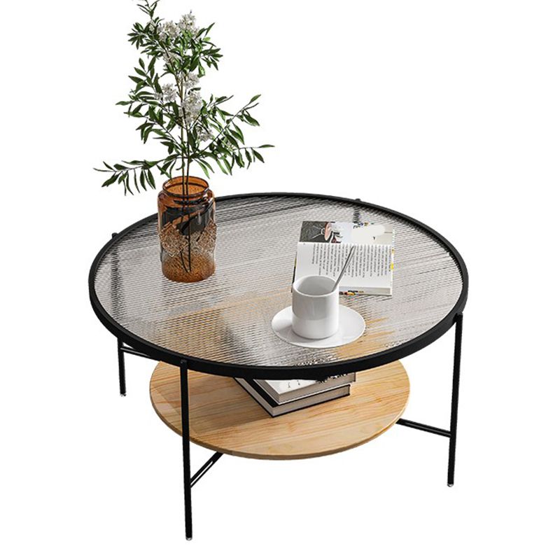 Gold/Black Metal 4 Legs 1 Coffee Table Modern Glass Top Table