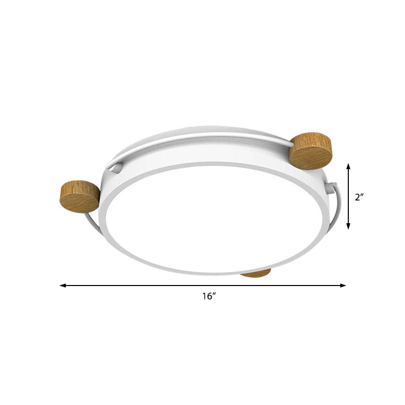 Plafonnier nordique orbital fin en fer pour chambre à coucher, 16/19.5/23.5 pouces de large, lampe LED encastrée en vert/gris/blanc-bois