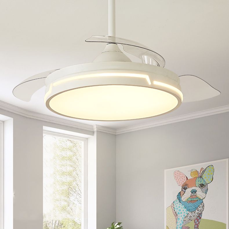 Round Shape Ceiling Fan Lighting Kids Style Metal 1 Light Ceiling Fan Lamp for Living Room