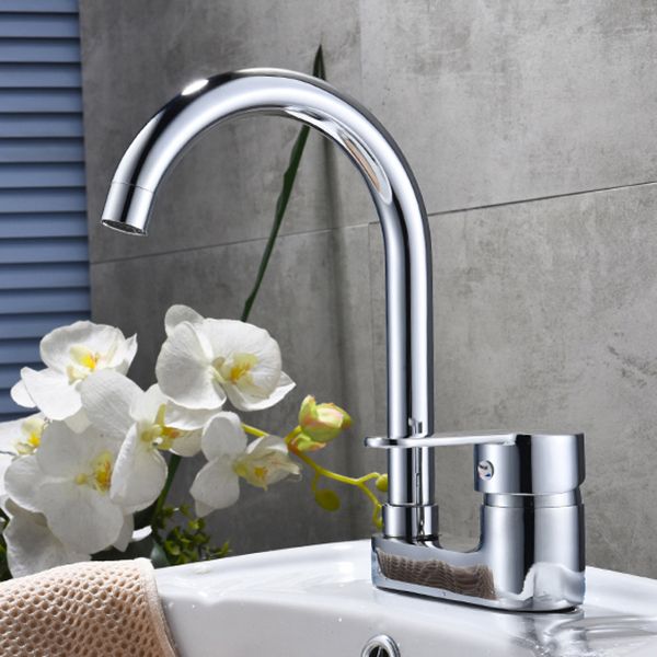 Chrome Circular Vessel Sink Faucet Swivel Spout Faucet for Bathroom