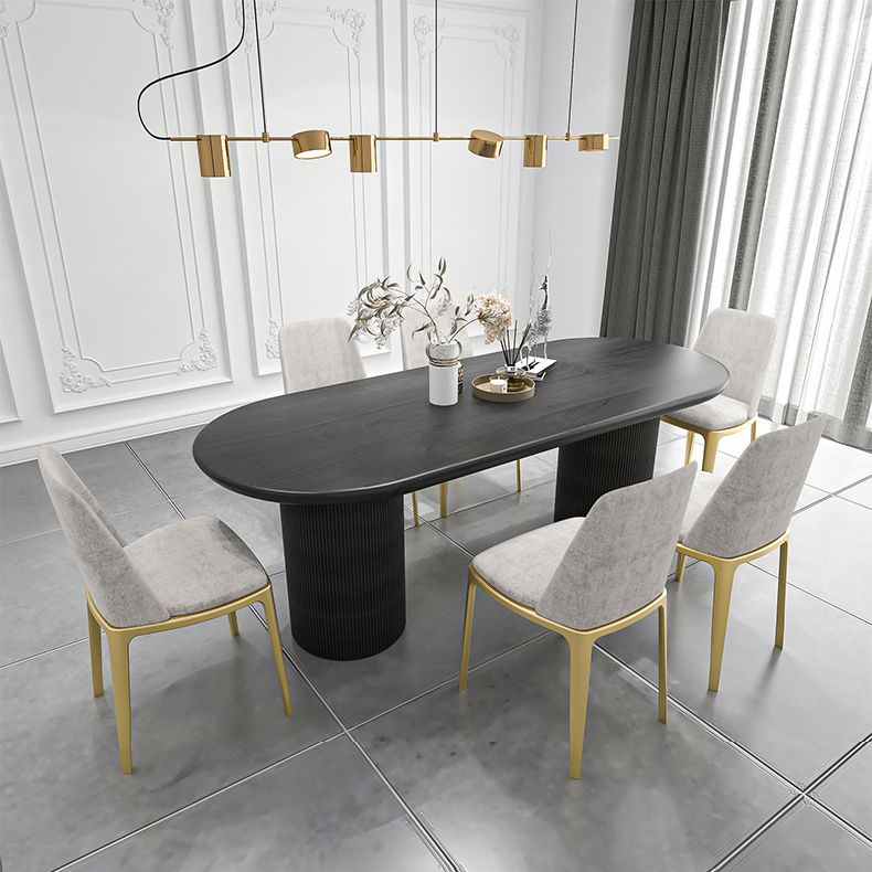 Solid Wood Contemporary Oval Dining Table Wood Top Dining Table for Kitchen