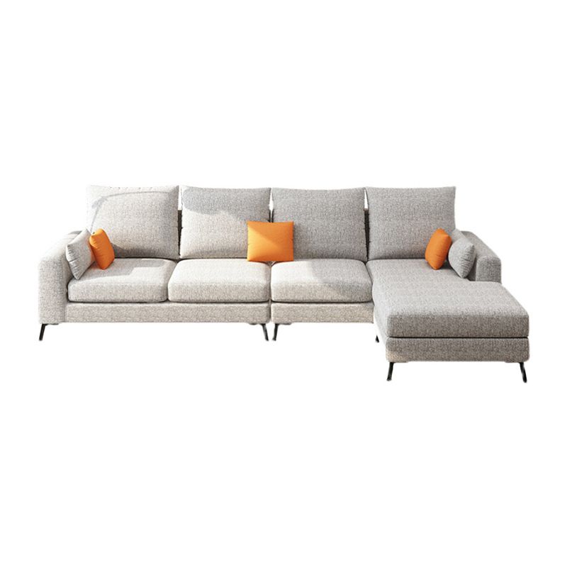 33.46" Tall Modern Linen Sectional/Sofa with Pillowed Back Cushions