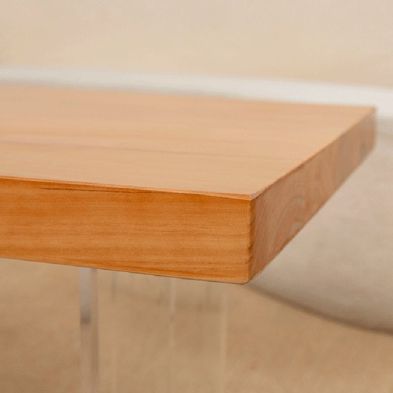 Scandinavian Rectangular Wood Coffee Table 15.7" H Acrylic Legs Cocktail Table