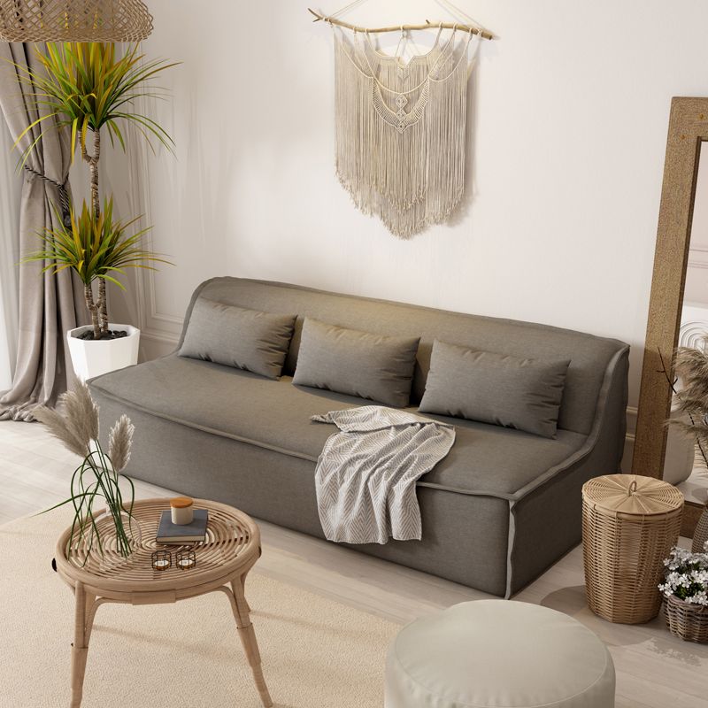 Cotton Blend/ Faux Leather Sofa Armless Settee for Three People